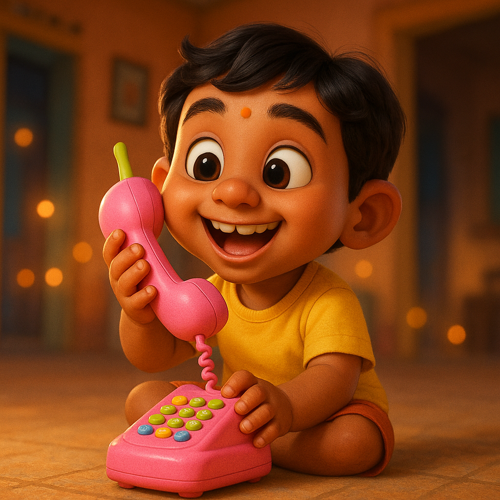 Kid Playing with Toy Phone